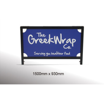 1.5m x 0.93m Black Square Tube Cafe Wind Barriers with Print